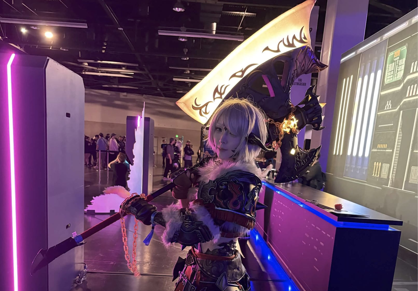 A cosplayer tours the venue.